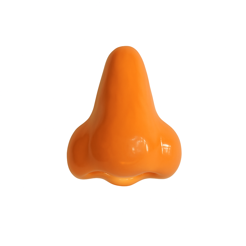 Orange nose-shaped object on a white background