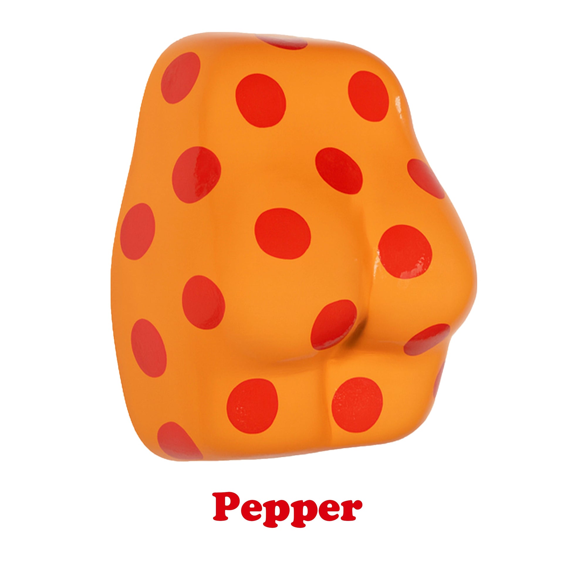 orange and red polka dotted butt wall hanging